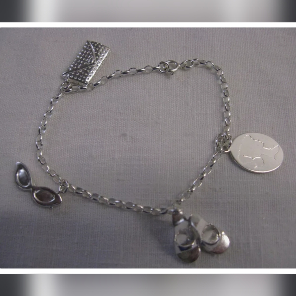 Vtg HMK MATTEL Sterling Silver 925 BARBIE 45th Anniversary Charm Bracelet 8"